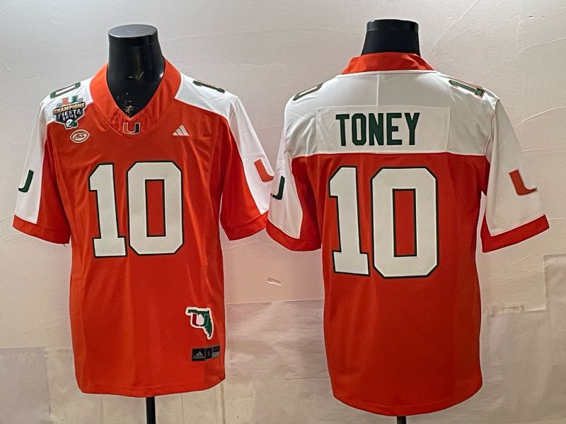 Men 2026 Miami Hurricanes #10 Toney Orange 3th generations Nike Limited NCAA Jersey 04